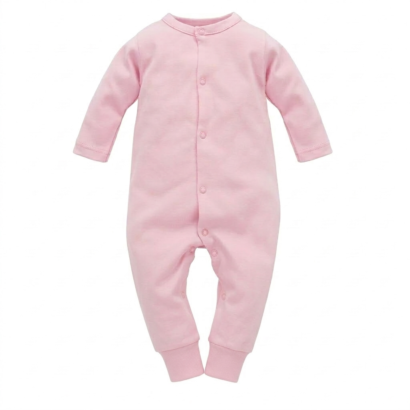 Rosa Baby Overall Langarm aus Baumwolle mit Füßen für Mädchen