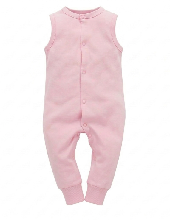 Rosa ärmelloser Baby Overall aus Baumwolle für Mädchen