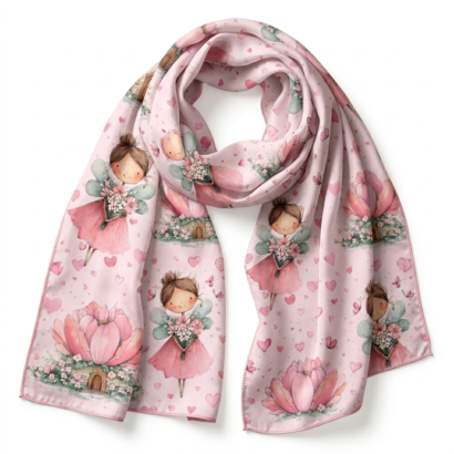 Rosa Baby Schal aus Baumwolle mit Feenmotiv für Mädchen