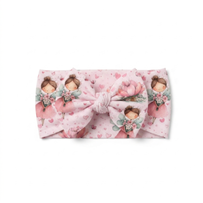 Rosa Baby Stirnband aus Baumwolle mit Feenmotiv für Mädchen