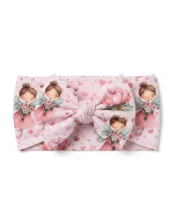 Rosa Baby Stirnband aus Baumwolle mit Feenmotiv für Mädchen
