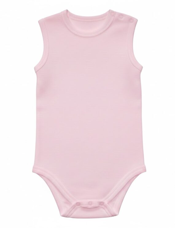 Rosa ärmelloser Baby-Body aus Baumwolle für Mädchen, schlichtes und bequemes Babyoberteil