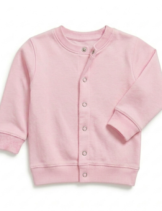 Rosa Baumwoll-Sommerjacke für Baby Mädchen mit durchgehender Druckknopfleiste