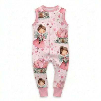 Rosa Baby Overall mit Feen-Muster aus Baumwolle für Mädchen