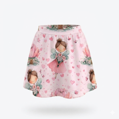 Rosa Baby Rock mit Feen-Muster und elastischem Bund aus Baumwolle