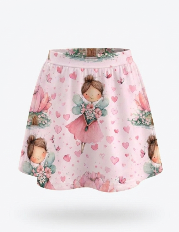 Rosa Baby Rock mit Feen-Muster und elastischem Bund aus Baumwolle