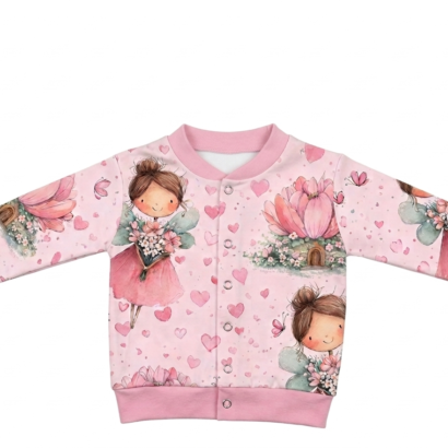 Rosa Baby Shirt mit Feen-Muster und Druckknöpfen aus Baumwolle