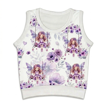 Rosa Baby Weste mit Feen-Muster aus Baumwolle