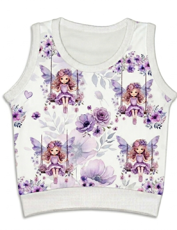 Rosa Baby Weste mit Feen-Muster aus Baumwolle