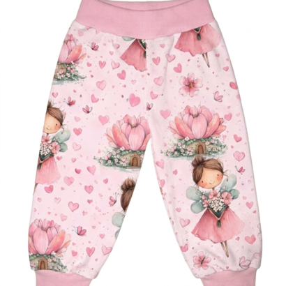 Rosa Feen Babyhose aus Baumwolle mit rosa Bündchen für Mädchen
