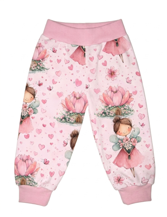 Rosa Feen Babyhose aus Baumwolle mit rosa Bündchen für Mädchen
