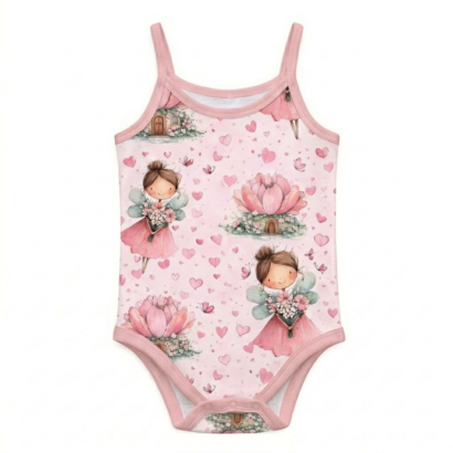 Rosa Feen Baby Body mit Spagetti-Trägern aus Baumwolle