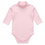Rosa Langarm Baby Body mit Rollkragen aus Baumwolle