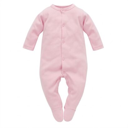Rosa Baby Strampler mit langen Ärmeln und Füßen für Mädchen