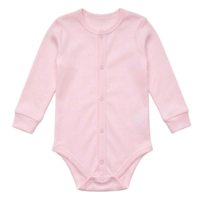 Rosa Langarm Baby Body aus Baumwolle mit Druckknöpfen vorne