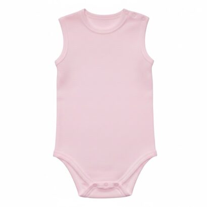 Ärmelloser rosa Mädchen Body aus spezieller Baumwolle.