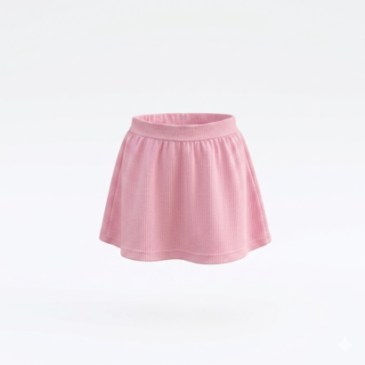 Rosa Baby Rock mit Rüschen und elastischem Bund aus Baumwolle