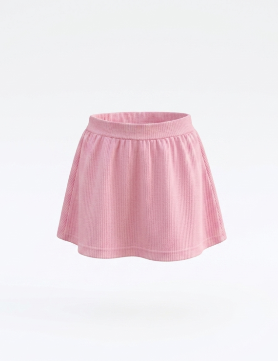 Rosa Baby Rock mit Rüschen und elastischem Bund aus Baumwolle