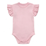 Rosa ärmelloser Baby-Body mit Rüschenärmeln aus Baumwolle für Mädchen, niedliches Babyoberteil