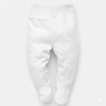 Weiße Babyhose Fuß aus Baumwolle mit Fußteil und elastischem Bund für Babys
