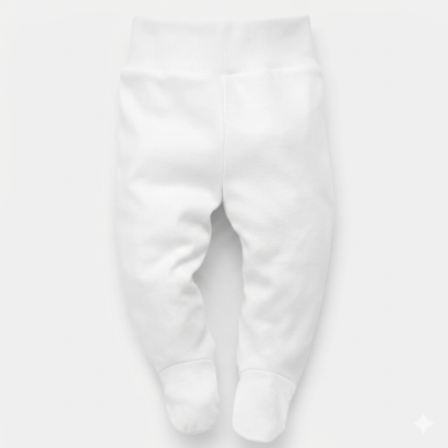Weiße Babyhose Fuß aus Baumwolle mit Fußteil und elastischem Bund für Babys