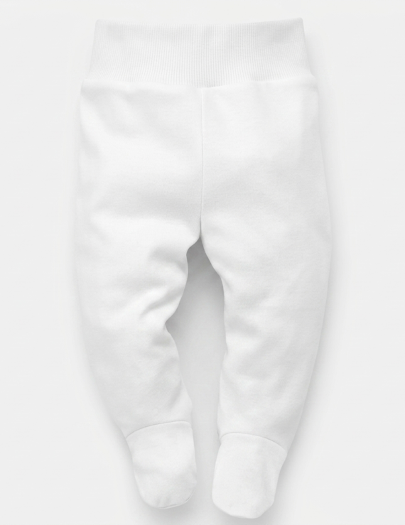 Weiße Babyhose Fuß aus Baumwolle mit Fußteil und elastischem Bund für Babys