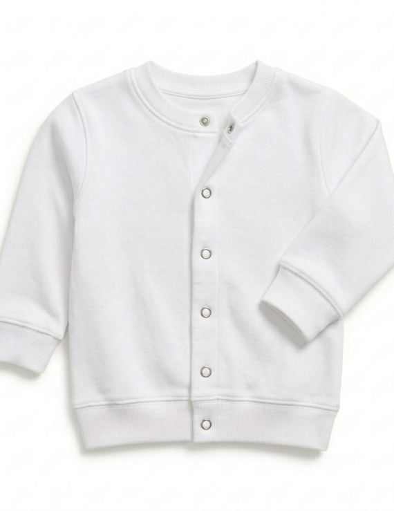 Weiße Baumwoll-Sommerjacke für Baby Jungen und Mädchen mit Druckknopfleiste