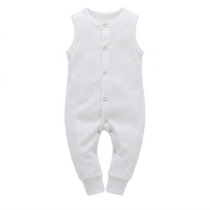 Weißer ärmelloser Baby Overall aus Baumwolle für Babys