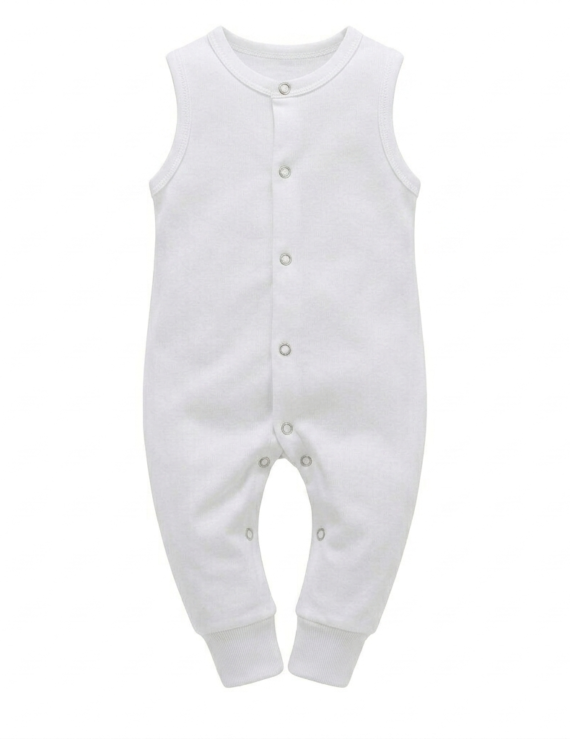Weißer ärmelloser Baby Overall aus Baumwolle für Babys