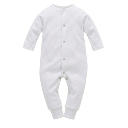 Weißer Baby Overall aus Baumwolle mit langen Ärmeln für Babys
