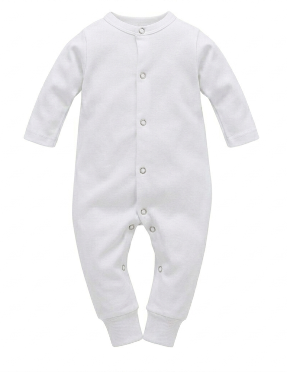 Weißer Baby Overall aus Baumwolle mit langen Ärmeln für Babys