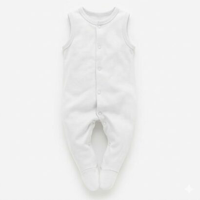 Weißer Baby Sommerstrampler aus Baumwolle für Jungen und Mädchen