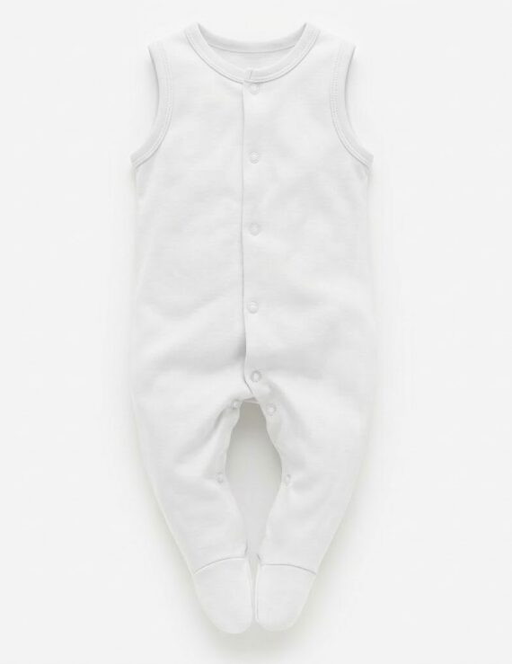 Weißer Baby Sommerstrampler aus Baumwolle für Jungen und Mädchen
