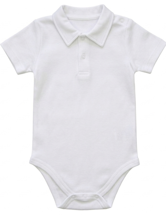 Weißer Kurzarm Kragen Body aus Baumwolle für Babys