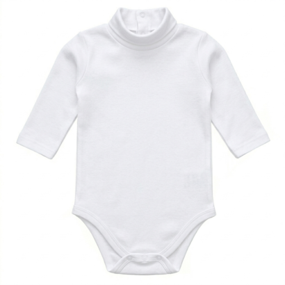 Weißer Langarm Baby Body mit Rollkragen aus Baumwolle