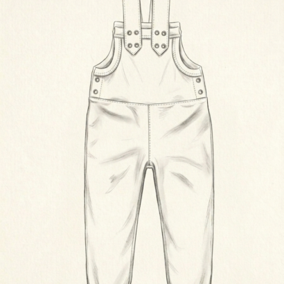 Gezeichnete lange Baby Latzhose mit Trägern Illustration