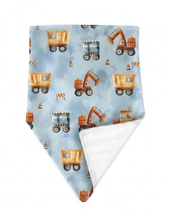 Bau Halstuch Baby mit Baustellenfahrzeugen und Druckknopf