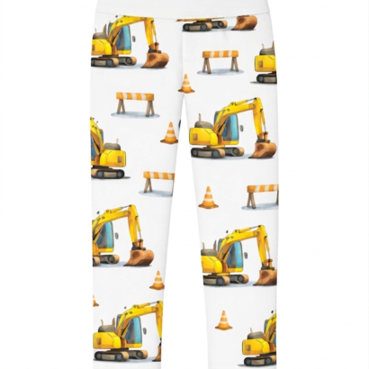 Bau Hose Baby gelb mit Baustellenfahrzeugen