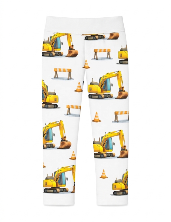 Bau Hose Baby gelb mit Baustellenfahrzeugen