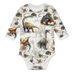 Dino Langarm Kinderbody aus Oeko-Baumwolle für Kinder