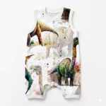 Ärmelloser Dino Sommer Body aus OEKO Baumwolle mit Dino-Motiv für Kinder
