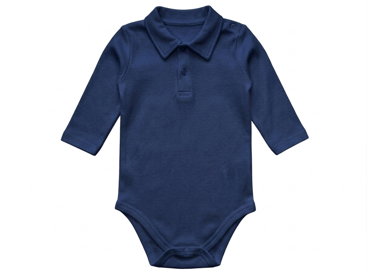 dunkelblauer Kragen Body Langarm Stretch aus Baumwolle für Jungen