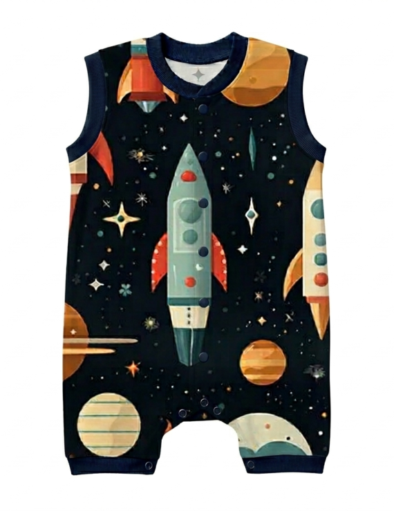 Ärmelloser dunkelblauer Planet Body aus OEKO Baumwolle mit Weltraummotiv