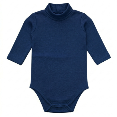 dunkelblauer Rollkragen Body Langarm Stretch aus Baumwolle für Jungen