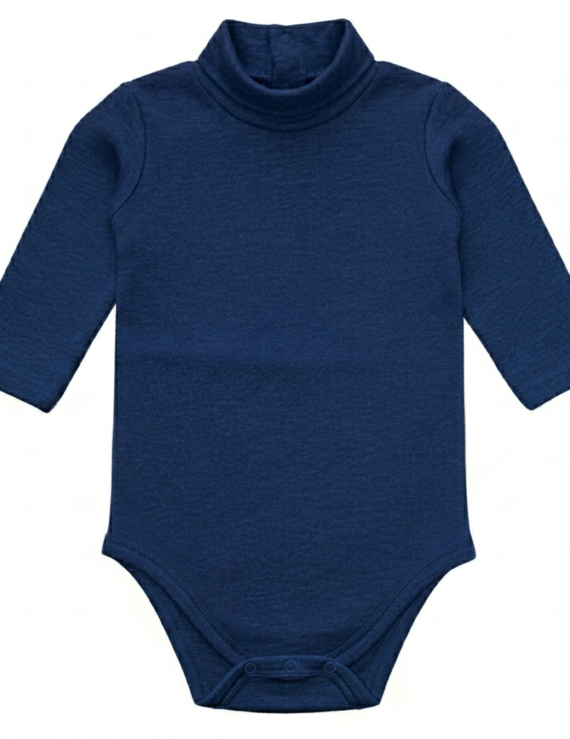 dunkelblauer Rollkragen Body Langarm Stretch aus Baumwolle für Jungen