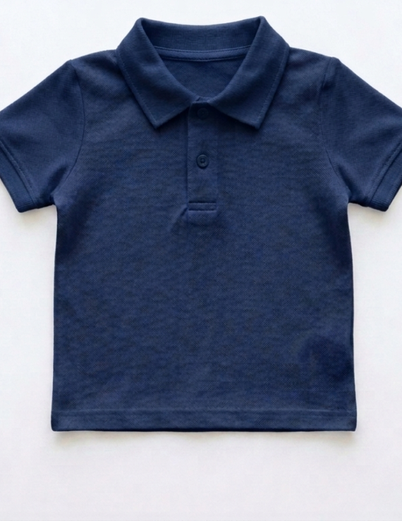 Dunkelblaues Baby Poloshirt aus Baumwolle mit Kragen für Jungen