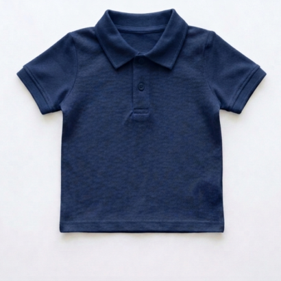 Dunkelblaues Poloshirt aus elastischer Baumwolle für Kinder