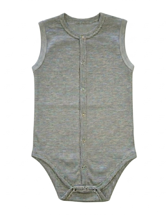 grauer Body Ärmellos Stretch aus Baumwolle Kinderbody mit Druckknöpfen vorne