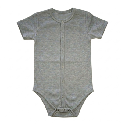 grauer Body Kurzarm Stretch aus Baumwolle Kinderbody mit Druckknöpfen vorne