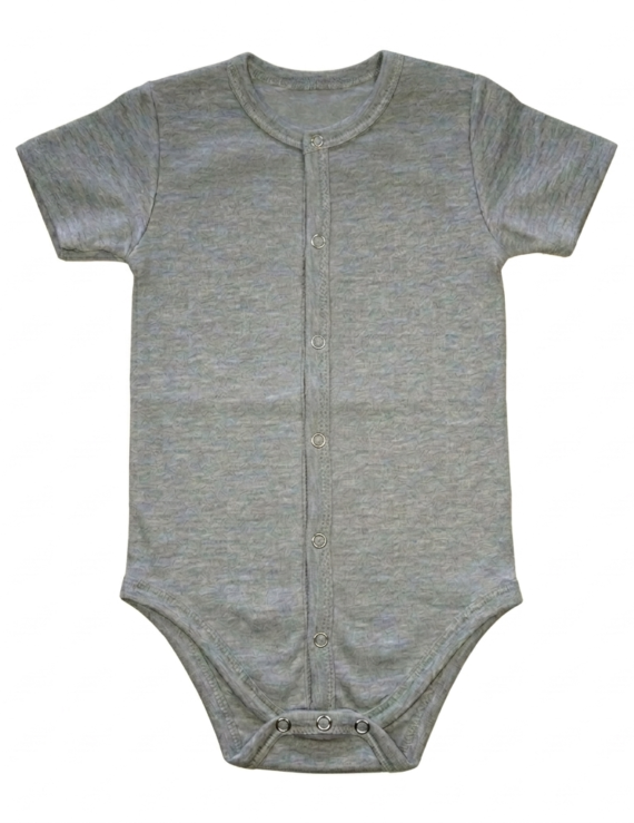 grauer Body Kurzarm Stretch aus Baumwolle Kinderbody mit Druckknöpfen vorne